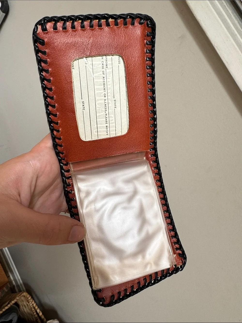 Hand-Tooled Brown Leather Men's Wallet with Western Carved Design